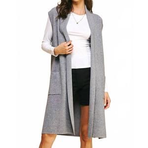 NEW PINCH marny long vest cardigan in heathered grey